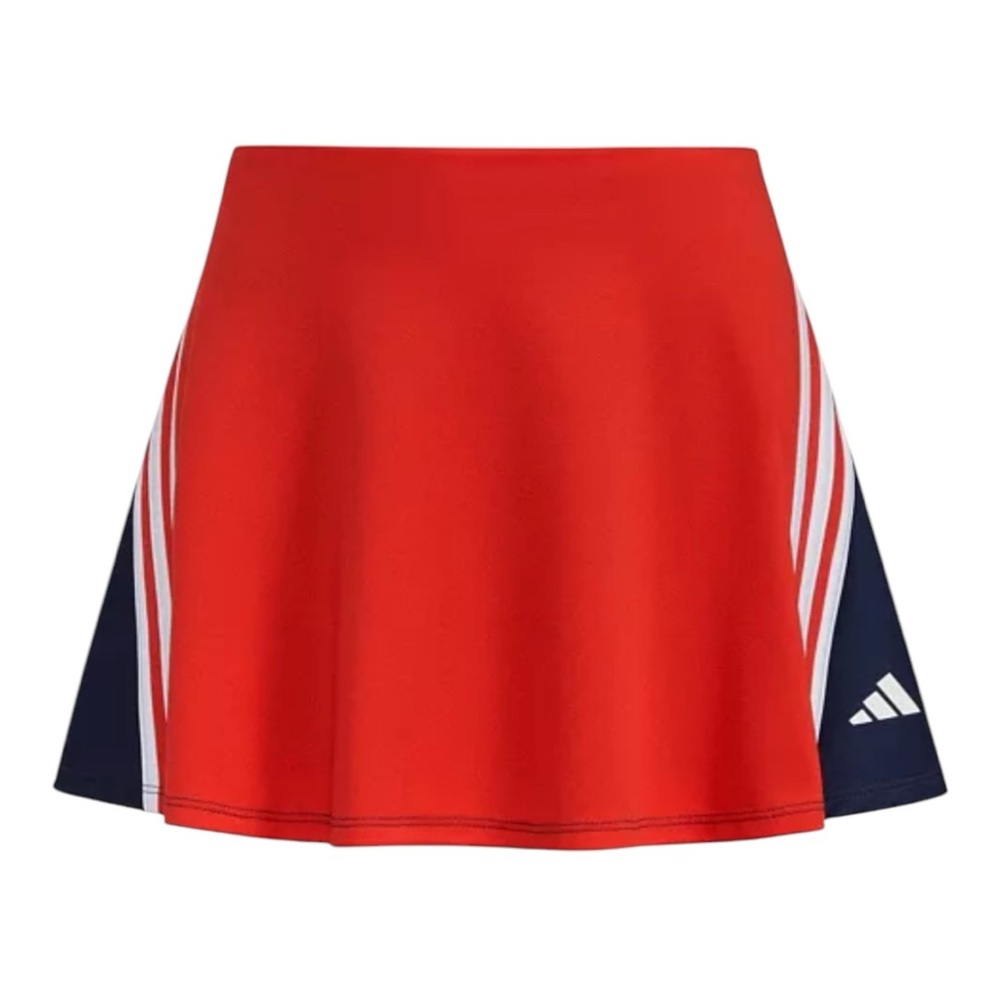 New adidas Big Girls Elastic Waistband 3-Stripes Activewear Red Skort Large